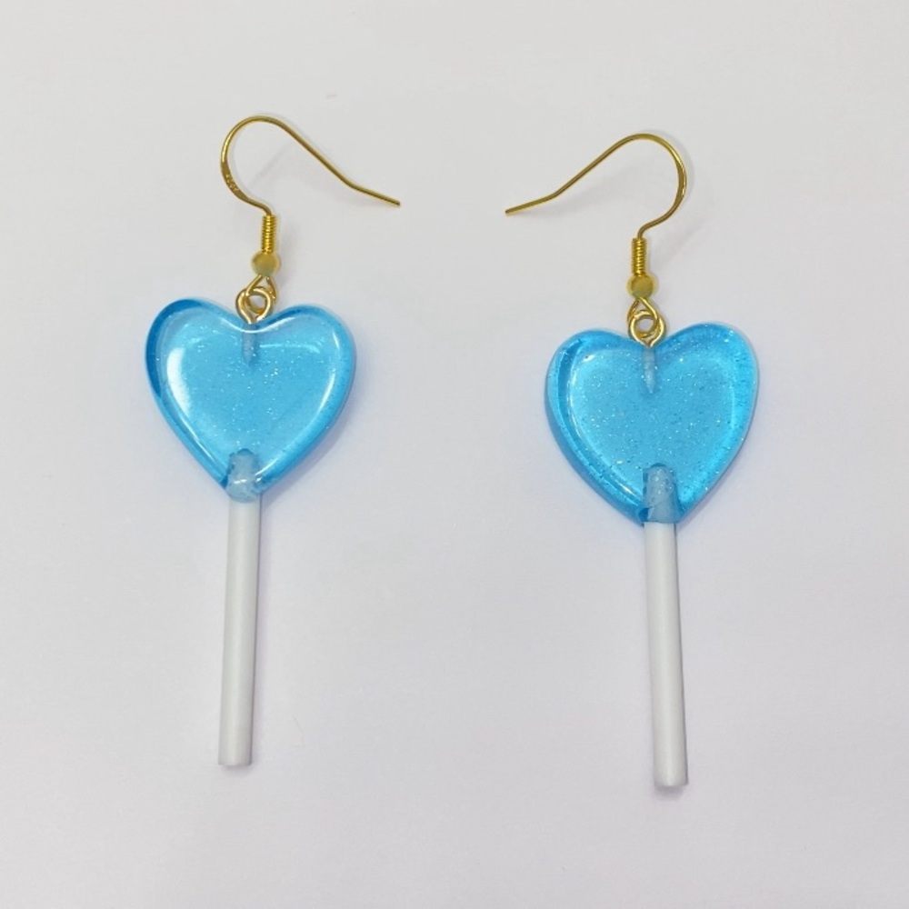 Blue Heart Lollipop Earrings 💙